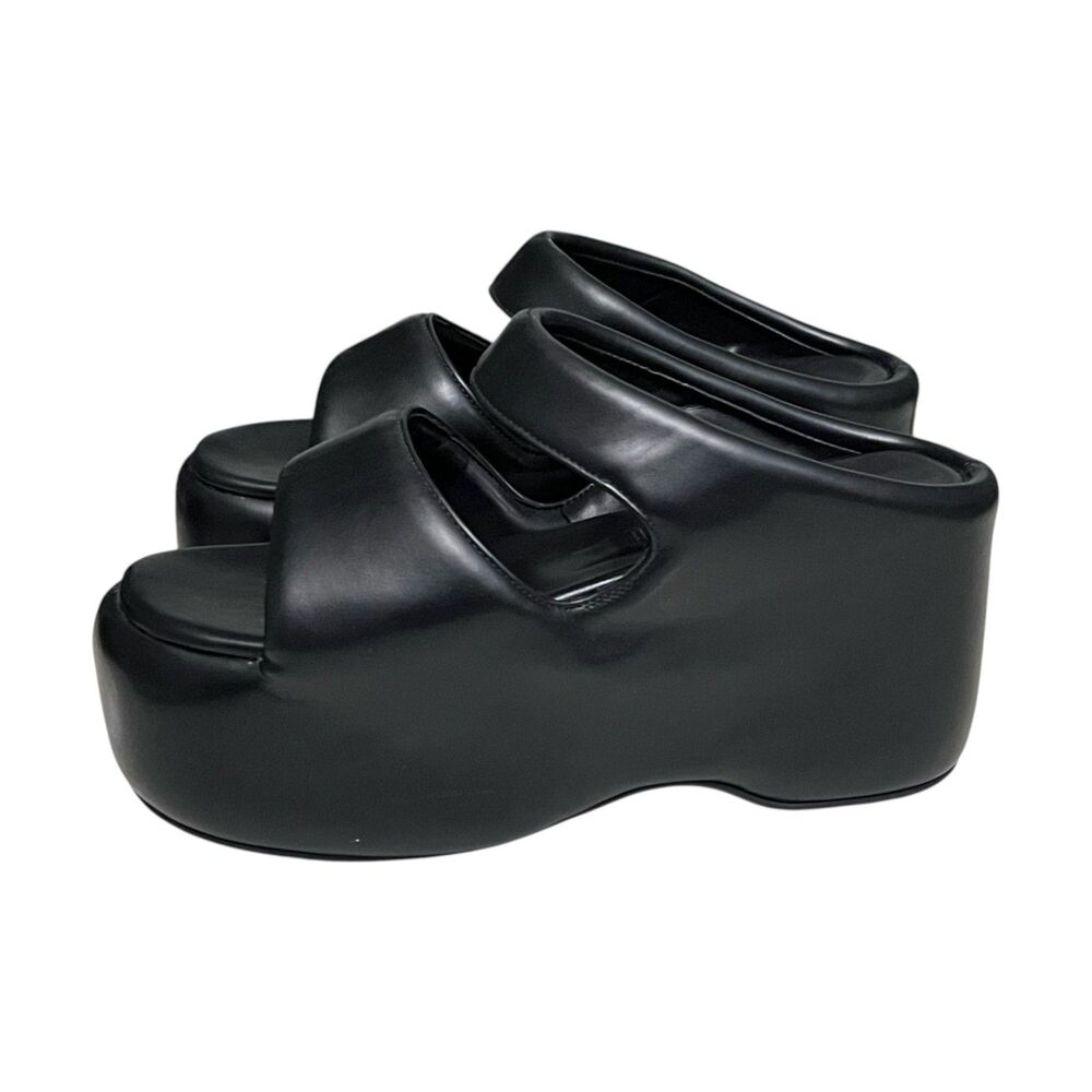 Simon Miller Vegan Bubble Platform Sandals Black EU 36 US 6 Chunky Wedge - Picture 3 of 12